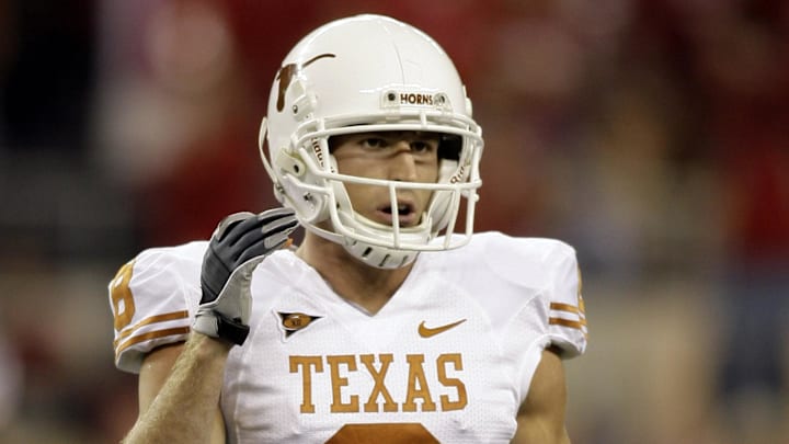 Texas Longhorns wide receiver Jordan Shipley in action against the Nebraska Cornhuskers in the first quarter of the 2009 Big 12 championship game at Cowboys Stadium. 
