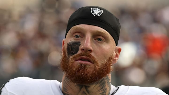 Nov 30, 2025; Inglewood, California, USA; Las Vegas Raiders defensive end Maxx Crosby (98) during the first half at SoFi Stadium. Mandatory Credit: Kiyoshi Mio-Imagn Images Nov 30, 2025; Inglewood, California, USA; Las Vegas Raiders defensive end Maxx Crosby (98) during the first half at SoFi Stadium. Mandatory Credit: Kiyoshi Mio-Imagn Images