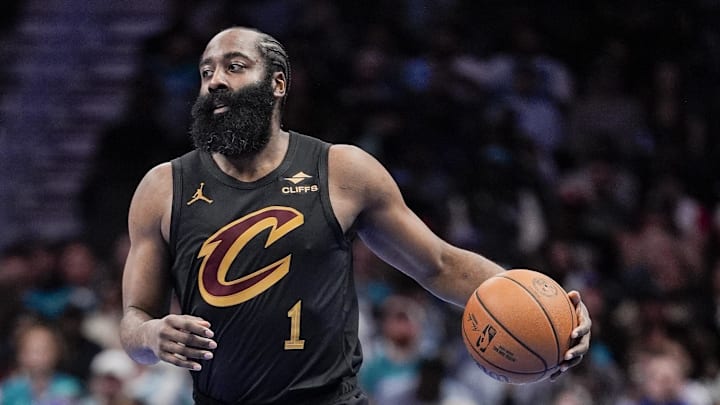 Cleveland Cavaliers guard James Harden. Cleveland Cavaliers guard James Harden.