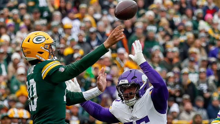 Minnesota Vikings linebacker Eric Wilson (55) pressures Green Bay Packers quarterback Jordan Love last season. Minnesota Vikings linebacker Eric Wilson (55) pressures Green Bay Packers quarterback Jordan Love last season.