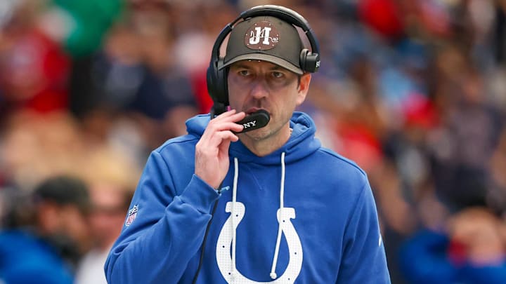 Jan 4, 2026; Houston, Texas, USA; Indianapolis Colts head coach Shane Steichen walks the sidelines in the first quarter as the Colts played against the Houston Texans at NRG Stadium. Jan 4, 2026; Houston, Texas, USA; Indianapolis Colts head coach Shane Steichen walks the sidelines in the first quarter as the Colts played against the Houston Texans at NRG Stadium.