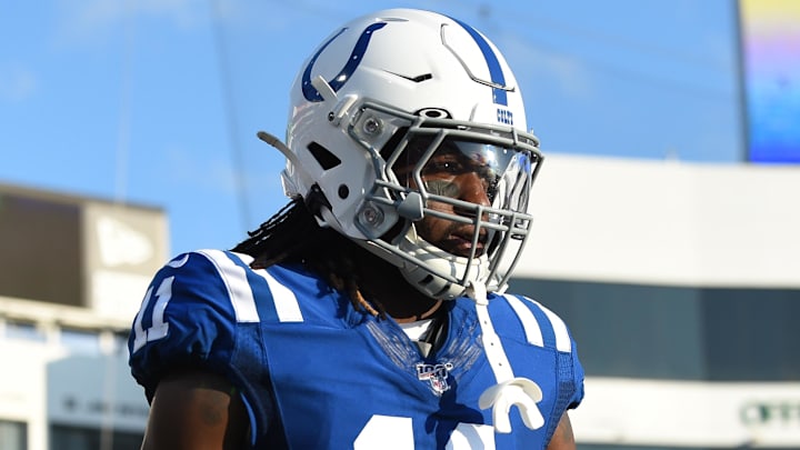 Aug 8, 2019; Orchard Park, NY, USA; Indianapolis Colts wide receiver Deon Cain (11) walks on the