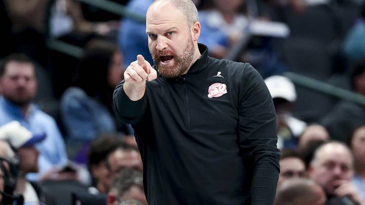 Mar 7, 2025; Dallas, Texas, USA;  Memphis Grizzlies head coach Taylor Jenkins reacts during the game against the Dallas Mavericks at American Airlines Center. Mandatory Credit: Kevin Jairaj-Imagn Images