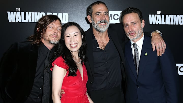 Norman Reedus, Jeffrey Dean Morgan, Andrew Lincoln, And Angela Kang At Premiere Of AMC's "The Walking Dead" Season 9 - Arrivals