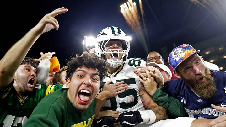 Green Bay Packers tight end Tucker Kraft (85) celebrates a touchdown against the Washington Commanders on Thursday, September 11, 2025, at Lambeau Field in Green Bay, Wis. The Packers defeated the Commanders 27-18.
Wm. Glasheen USA TODAY NETWORK-Wisconsin