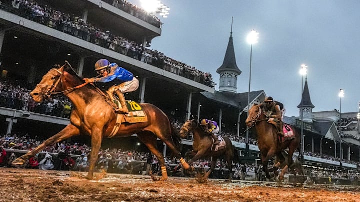 Sovereignty, with Junior Alvarado up, wins the 151st Kentucky Derby at Churchill Downs.