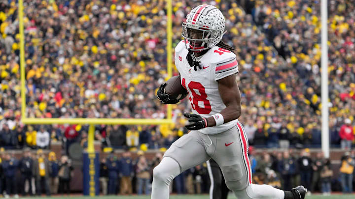 Nov. 25, 2023; Ann Arbor, Mi., USA;
Ohio State Buckeyes wide receiver Marvin Harrison Jr. (18)