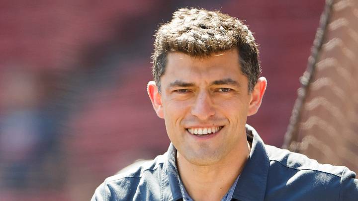 Aug 28, 2022; Boston, Massachusetts, USA; Chaim Bloom, Chief Baseball Officer of the Boston Red Sox on the field before the game between the Boston Red Sox and the Tampa Bay Rays at Fenway Park. Mandatory Credit: Winslow Townson-USA TODAY Sports Aug 28, 2022; Boston, Massachusetts, USA; Chaim Bloom, Chief Baseball Officer of the Boston Red Sox on the field before the game between the Boston Red Sox and the Tampa Bay Rays at Fenway Park. Mandatory Credit: Winslow Townson-USA TODAY Sports