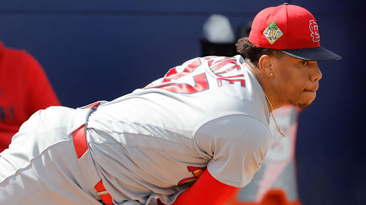 Feb 16, 2026; Jupiter, FL, USA; St. Louis Cardinals pitcher Jurrangelo Cijntje (87) throws a pitch during spring training workouts at Roger Dean Stadium. Mandatory Credit: Reinhold Matay-Imagn Images Feb 16, 2026; Jupiter, FL, USA; St. Louis Cardinals pitcher Jurrangelo Cijntje (87) throws a pitch during spring training workouts at Roger Dean Stadium. Mandatory Credit: Reinhold Matay-Imagn Images