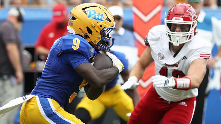 Sep 5, 2026; Pittsburgh, Pennsylvania, USA; Pittsburgh Panthers running back Ja'kyrian Turner (9) runs the ball against the Miami (OH) RedHawks during the second quarter at Acrisure Stadium. Mandatory Credit: Charles LeClaire-Imagn Images Sep 5, 2026; Pittsburgh, Pennsylvania, USA; Pittsburgh Panthers running back Ja'kyrian Turner (9) runs the ball against the Miami (OH) RedHawks during the second quarter at Acrisure Stadium. Mandatory Credit: Charles LeClaire-Imagn Images