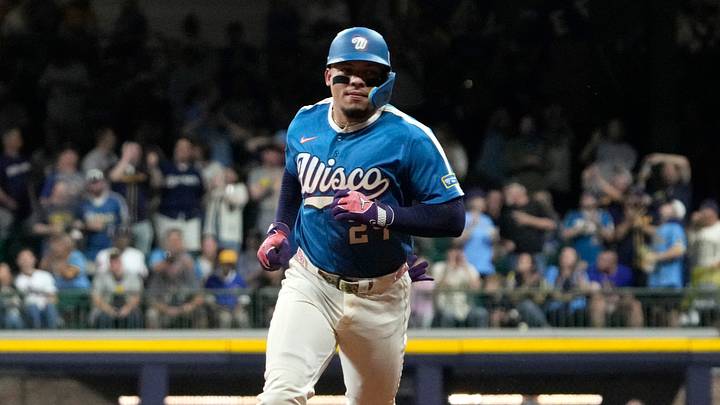 Sep 11, 2026; Milwaukee, Wisconsin, USA;  Milwaukee Brewers catcher William Contreras (24) rounds the bases after hitting a home run against the Cincinnati Reds in the eighth inning at American Family Field.  Mandatory Credit: Michael McLoone-Imagn Images