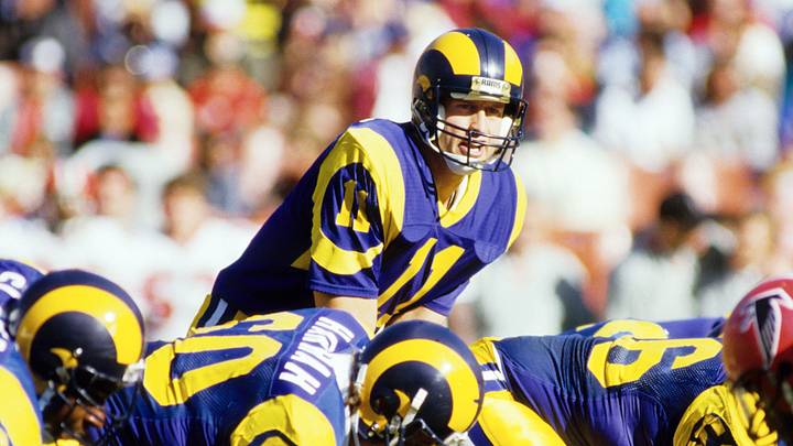 Unknown date; Anaheim, CA, USA; FILE PHOTO; Los Angeles Rams quarterback Jim Everett (11) in action against the Atlanta Falcons at Anaheim Stadium. Mandatory Credit: Peter Brouillet- USA TODAY NETWORK Unknown date; Anaheim, CA, USA; FILE PHOTO; Los Angeles Rams quarterback Jim Everett (11) in action against the Atlanta Falcons at Anaheim Stadium. Mandatory Credit: Peter Brouillet- USA TODAY NETWORK