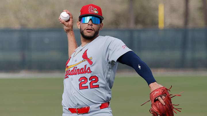 Feb 16, 2026; Jupiter, FL, USA; St. Louis Cardinals outfielder Joshua Baez (22) throws a ball during spring training workouts at Roger Dean Stadium. Mandatory Credit: Reinhold Matay-Imagn Images Feb 16, 2026; Jupiter, FL, USA; St. Louis Cardinals outfielder Joshua Baez (22) throws a ball during spring training workouts at Roger Dean Stadium. Mandatory Credit: Reinhold Matay-Imagn Images