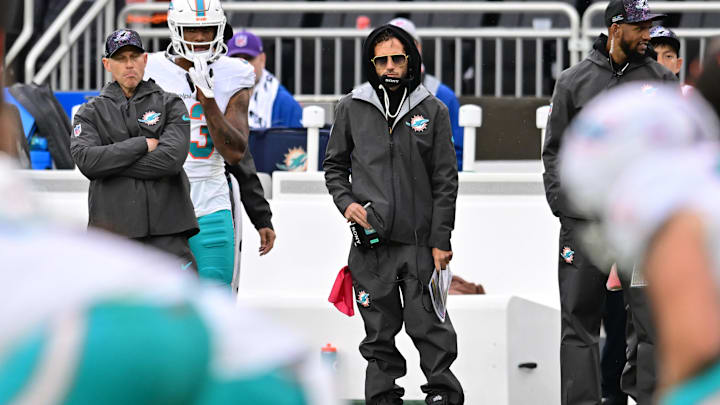Miami Dolphins head coach Mike McDaniel watches from the sidelines during the second half against the Cleveland Browns at Huntington Bank Field. Miami Dolphins head coach Mike McDaniel watches from the sidelines during the second half against the Cleveland Browns at Huntington Bank Field.