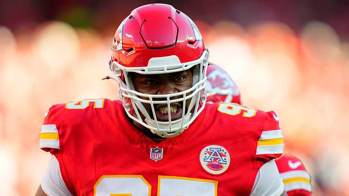 Nov 23, 2025; Kansas City, Missouri, USA; Kansas City Chiefs defensive tackle Chris Jones (95) reacts in the second half against the Indianapolis Colts at GEHA Field at Arrowhead Stadium. Mandatory Credit: Jay Biggerstaff-Imagn Images Nov 23, 2025; Kansas City, Missouri, USA; Kansas City Chiefs defensive tackle Chris Jones (95) reacts in the second half against the Indianapolis Colts at GEHA Field at Arrowhead Stadium. Mandatory Credit: Jay Biggerstaff-Imagn Images