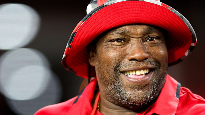 Dec 5, 2022; Tampa, Florida, USA;  former Tampa Bay Buccaneers Warren Sapp looks on from the