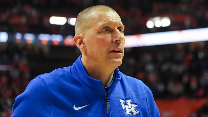 Kentucky basketball coach Mark Pope after winning a NCAA basketball game between the Tennessee Volunteers and Kentucky Wildcats at Thompson-Boling Arena at Food City Center in Knoxville, Tenn., on Jan. 17, 2026. Kentucky basketball coach Mark Pope after winning a NCAA basketball game between the Tennessee Volunteers and Kentucky Wildcats at Thompson-Boling Arena at Food City Center in Knoxville, Tenn., on Jan. 17, 2026.