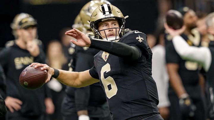 Dec 14, 2025; New Orleans, Louisiana, USA; New Orleans Saints quarterback Tyler Shough (6) throws a ball before the game against the Carolina Panthers at Caesars Superdome. Mandatory Credit: Matthew Hinton-Imagn Images Dec 14, 2025; New Orleans, Louisiana, USA; New Orleans Saints quarterback Tyler Shough (6) throws a ball before the game against the Carolina Panthers at Caesars Superdome. Mandatory Credit: Matthew Hinton-Imagn Images