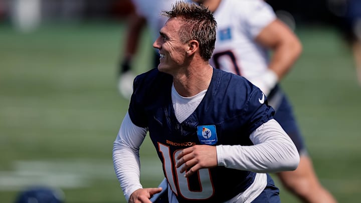 Denver Broncos quarterback Bo Nix (10) during Denver Broncos Training Camp.