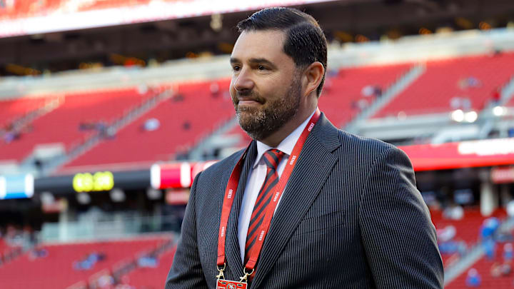 Dec 30, 2024; Santa Clara, California, USA; San Francisco 49ers chief executive officer Jed York during the game against the Detroit Lions at Levi's Stadium. Mandatory Credit: Sergio Estrada-Imagn Images Dec 30, 2024; Santa Clara, California, USA; San Francisco 49ers chief executive officer Jed York during the game against the Detroit Lions at Levi's Stadium. Mandatory Credit: Sergio Estrada-Imagn Images