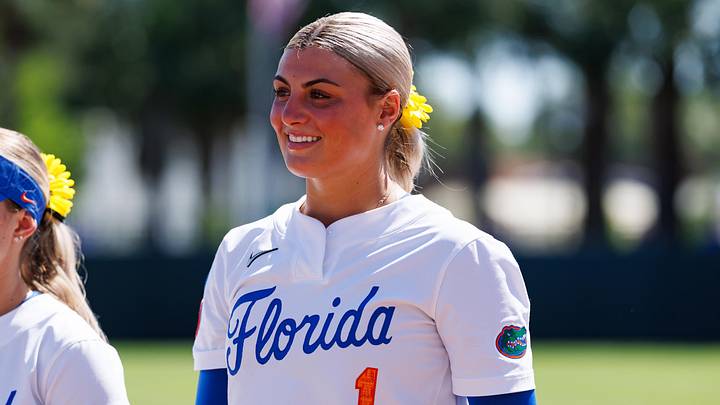 Florida Gators pitcher Caroline Stanton smiles while being introduced before the game against the Florida A&M Rattlers at Katie Seashole Pressly Stadium. Mandatory Credit: Matt Pendleton-Imagn Images Florida Gators pitcher Caroline Stanton smiles while being introduced before the game against the Florida A&M Rattlers at Katie Seashole Pressly Stadium. Mandatory Credit: Matt Pendleton-Imagn Images
