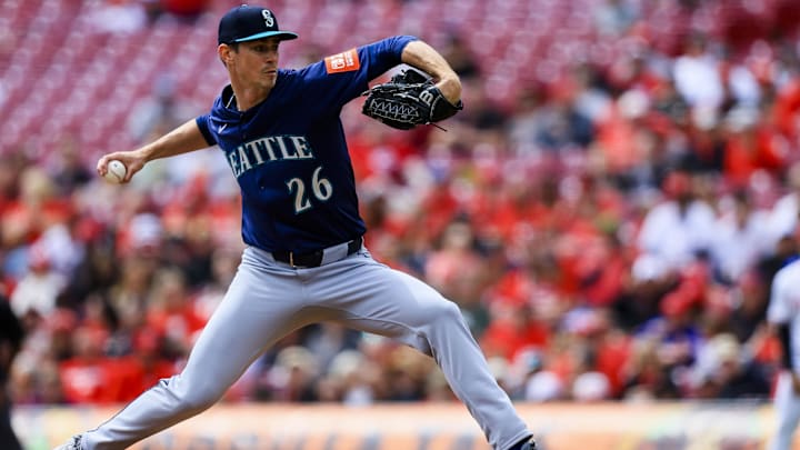Seattle Mariners pitcher Emerson Hancock throws during a game against the Cincinnati Reds on April 17 at Great American Ballpark.