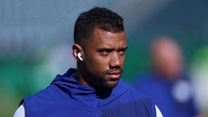 New York Giants quarterback Russell Wilson before a game against the Philadelphia Eagles at Lincoln Financial Field.