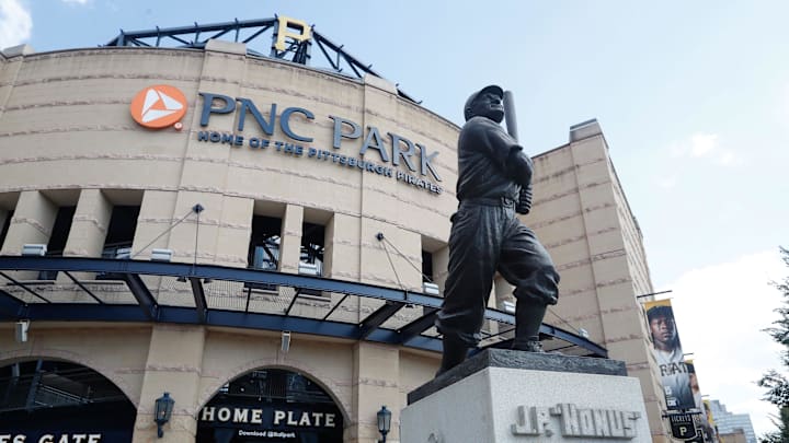 Sep 5, 2023; Pittsburgh, Pennsylvania, USA;  Generall exterior view before the Pittsburgh Pirates host the Milwaukee Brewers at PNC Park. Mandatory Credit: Charles LeClaire-Imagn Images