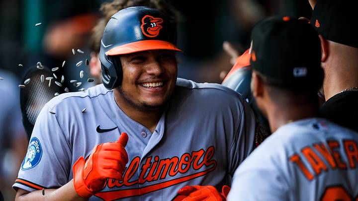 Jul 3, 2026; Cincinnati, Ohio, USA; Baltimore Orioles catcher Samuel Basallo (29) high fives teammates after hitting a two-run home run in the third inning against the Cincinnati Reds at Great American Ball Park. Mandatory Credit: Katie Stratman-Imagn Images Jul 3, 2026; Cincinnati, Ohio, USA; Baltimore Orioles catcher Samuel Basallo (29) high fives teammates after hitting a two-run home run in the third inning against the Cincinnati Reds at Great American Ball Park. Mandatory Credit: Katie Stratman-Imagn Images