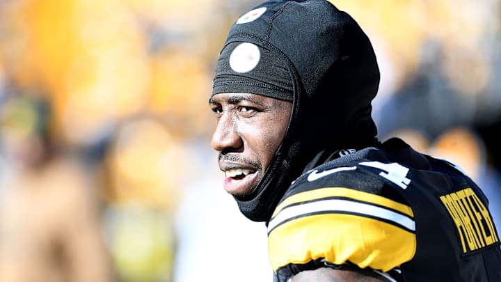 Nov 12, 2023; Pittsburgh, Pennsylvania, USA;  Pittsburgh Steelers cornerback Joey Porter Jr. (24) before a game against the Green Bay Packers at Acrisure Stadium. Mandatory Credit: Philip G. Pavely-Imagn Images