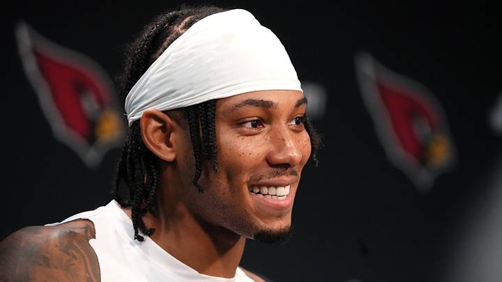 Arizona Cardinals cornerback Sean Murphy-Bunting addresses the media during a news conference at State Farm Stadium in Glendale on July 24, 2024. Arizona Cardinals cornerback Sean Murphy-Bunting addresses the media during a news conference at State Farm Stadium in Glendale on July 24, 2024.