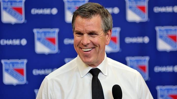 Apr 5, 2026; New York, New York, USA; New York Rangers head coach Mike Sullivan speaks to reporters after an 8-1 win against the Washington Capitals at Madison Square Garden. Apr 5, 2026; New York, New York, USA; New York Rangers head coach Mike Sullivan speaks to reporters after an 8-1 win against the Washington Capitals at Madison Square Garden.