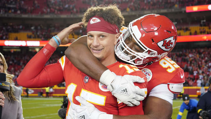Kansas City Chiefs defensive tackle Chris Jones, quarterback Patrick Mahomes