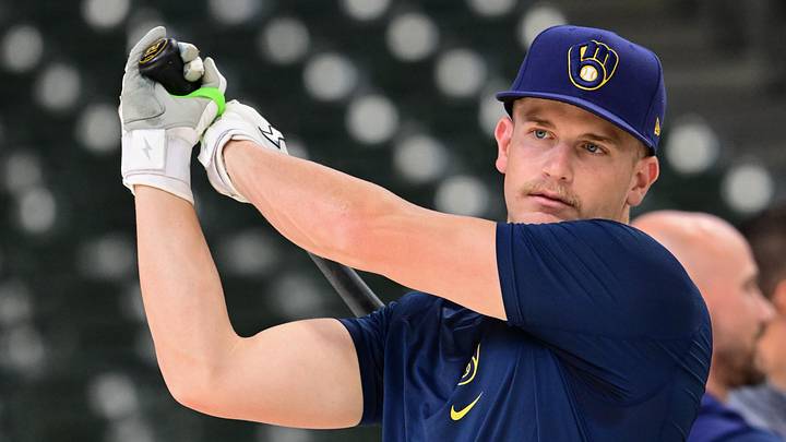 Jun 16, 2026; Milwaukee, Wisconsin, USA;  Milwaukee Brewers shortstop Cooper Pratt (12) takes batting practice before game against the Cleveland Guardians at American Family Field. Mandatory Credit: Benny Sieu-Imagn Images