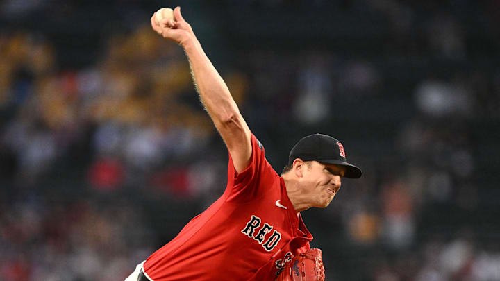 Sep 6, 2024; Boston, Massachusetts, USA; Boston Red Sox starting pitcher Nick Pivetta (37) pitches against the Chicago White Sox during the first inning at Fenway Park. Mandatory Credit: Brian Fluharty-Imagn Images