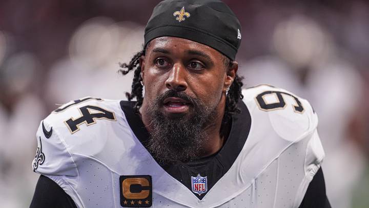 Sep 29, 2024; Atlanta, Georgia, USA; New Orleans Saints defensive end Cameron Jordan (94) shown on the field before the game against the Atlanta Falcons at Mercedes-Benz Stadium. Mandatory Credit: Dale Zanine-Imagn Images