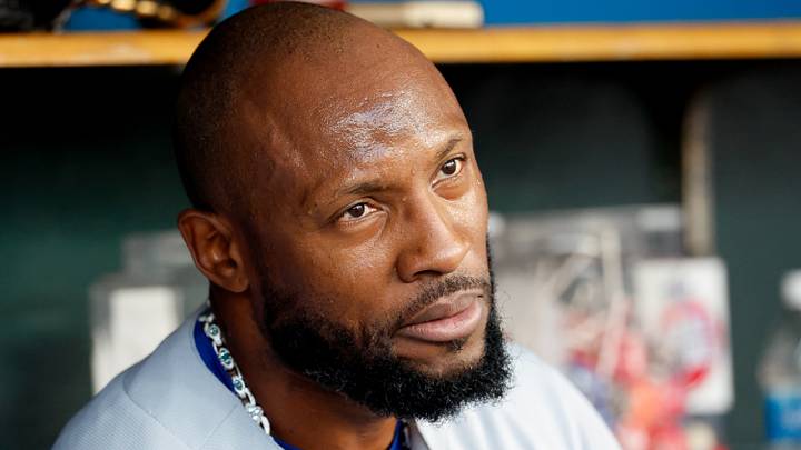 Apr 14, 2026; Detroit, Michigan, USA; Kansas City Royals left fielder Starling Marte (0) in the dugout during the fourth inning against the Detroit Tigers at Comerica Park. Mandatory Credit: Rick Osentoski-Imagn Images Apr 14, 2026; Detroit, Michigan, USA; Kansas City Royals left fielder Starling Marte (0) in the dugout during the fourth inning against the Detroit Tigers at Comerica Park. Mandatory Credit: Rick Osentoski-Imagn Images