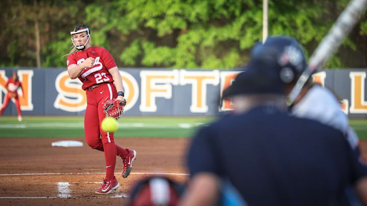 Jocelyn Briski pitches at Auburn- April 10, 2026
