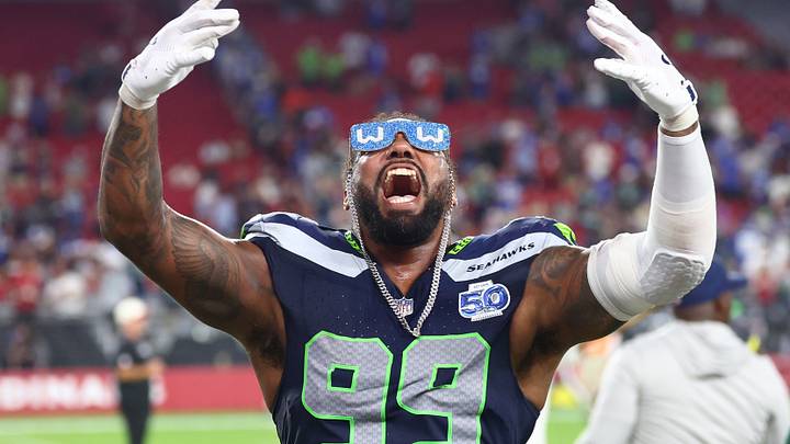 Seattle Seahawks defensive end Leonard Williams (99) celebrates after the game against the Arizona Cardinals. Seattle Seahawks defensive end Leonard Williams (99) celebrates after the game against the Arizona Cardinals.