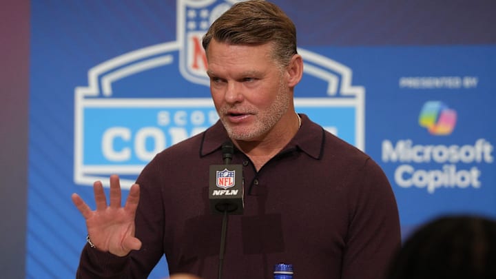 Indianapolis Colts general manager Chris Ballard meets with the media at the 2026 NFL Combine.