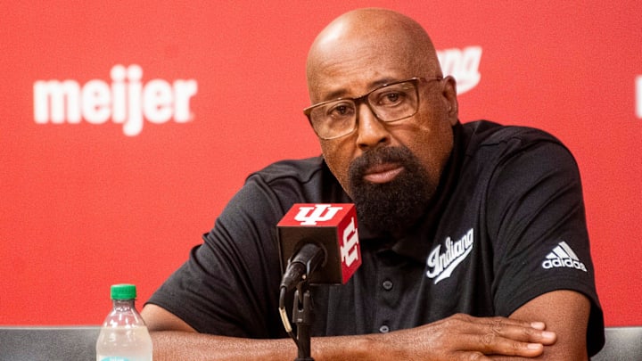 Indiana Head Coach Mike Woodson answers questions from the media during Indiana basketball's media day at Simon Skjodt Assembly Hall on Wednesday, Sept. 18, 2024.