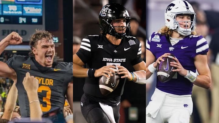 Big 12 QBs Sawyer Robertson, Rocco Becht, and Avery Johnson