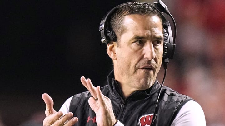 Wisconsin head coach Luke Fickell is shown during the second quarter of their game against Nebraska Saturday, November 18, 2023 at Camp Randall Stadium in Madison, Wisconsin. Wisconsin head coach Luke Fickell is shown during the second quarter of their game against Nebraska Saturday, November 18, 2023 at Camp Randall Stadium in Madison, Wisconsin.