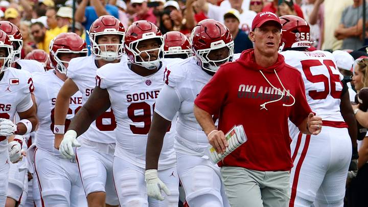 Oklahoma coach Brent Venables runs onto the field before facing Michigan. Oklahoma coach Brent Venables runs onto the field before facing Michigan.