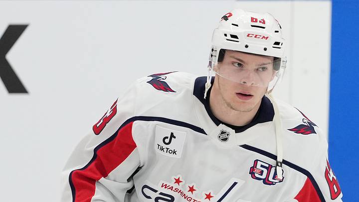 Dec 6, 2024; Toronto, Ontario, CAN;  Washington Capitals left wing Ivan Miroshnichenko (63) skates during the warmup before a game against the Toronto Maple Leafs at Scotiabank Arena. Mandatory Credit: Nick Turchiaro-Imagn Images