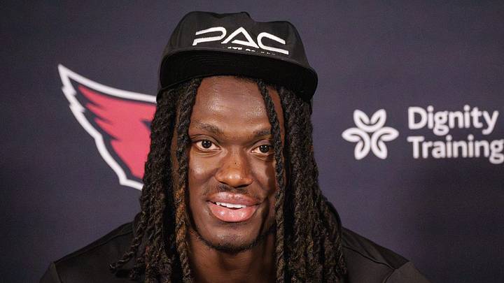 Marvin Harrison Jr. speaks to the media at the Arizona Cardinals' Tempe facility on June 2, 2026.