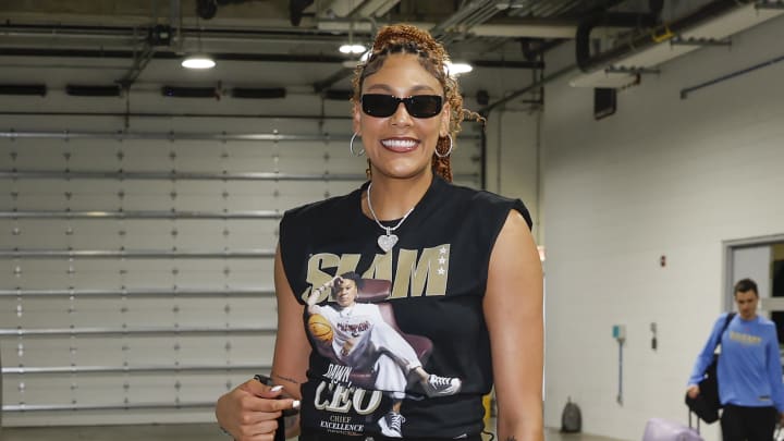 Jun 4, 2024; Chicago, Illinois, USA; Chicago Sky center Kamilla Cardoso arrives for a WNBA game against the New York Liberty at Wintrust Arena. 