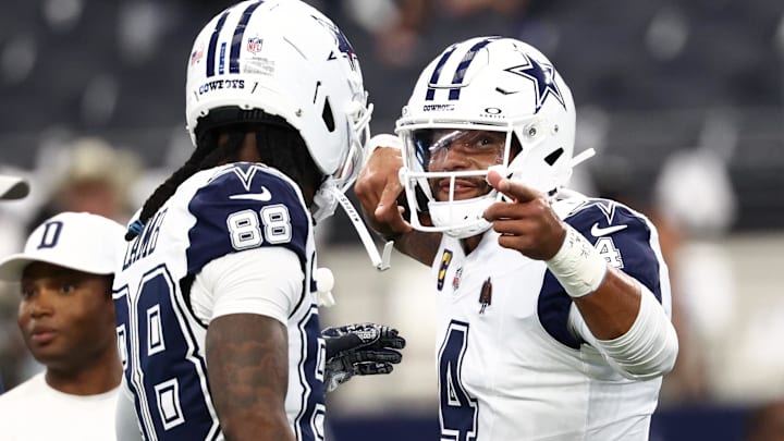 Dallas Cowboys quarterback Dak Prescott celebrates with wide receiver Ceedee Lambe against the Washington Commanders Dallas Cowboys quarterback Dak Prescott celebrates with wide receiver Ceedee Lambe against the Washington Commanders
