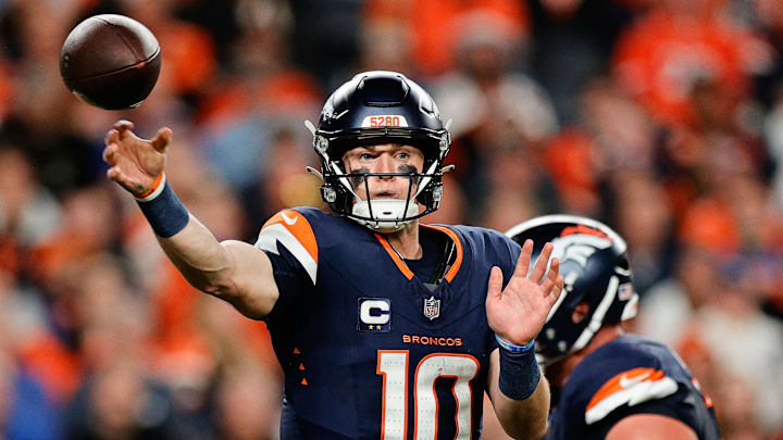 Sep 29, 2025; Denver, Colorado, USA; Denver Broncos quarterback Bo Nix (10) throws a pass during the third quarter against the Cincinnati Bengals at Empower Field at Mile High. Mandatory Credit: Isaiah J. Downing-Imagn Images Sep 29, 2025; Denver, Colorado, USA; Denver Broncos quarterback Bo Nix (10) throws a pass during the third quarter against the Cincinnati Bengals at Empower Field at Mile High. Mandatory Credit: Isaiah J. Downing-Imagn Images