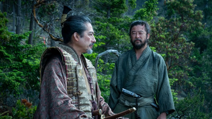 “SHOGUN” -- "A Dream of a Dream" -- Episode 10 (Airs April 23) Pictured (L-R): Hiroyuki Sanada as Yoshii Toranaga, Tadanobu Asano as Kashigi Yabushige. CR: Katie Yu/FX